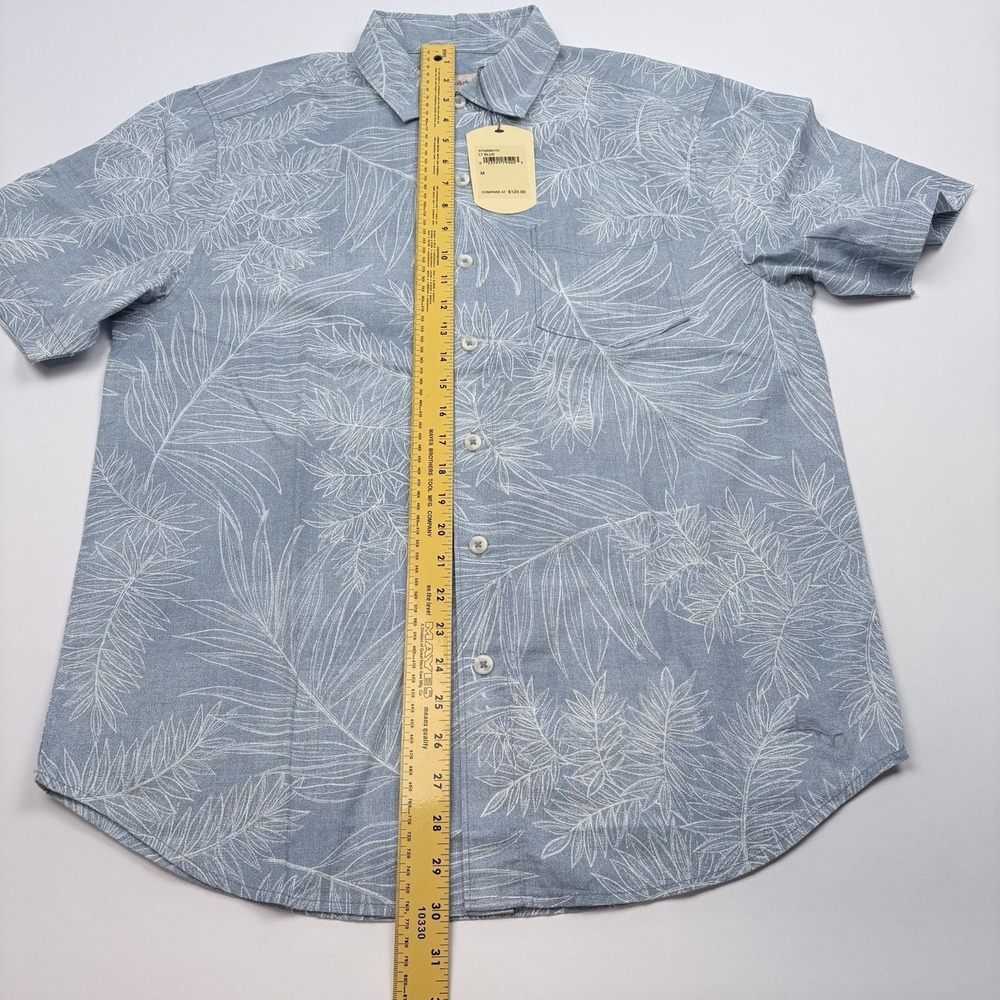 Tommy Bahama Men's Medium Palm Leaf Print Button-Down LT Blue Shirt ST326961TX - Picture 8 of 9
